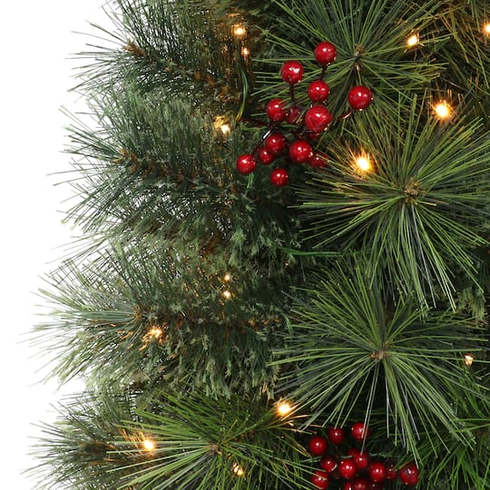 4ft. Pre-Lit Potted Cascade Pine Artificial Christmas Tree, White LED lights